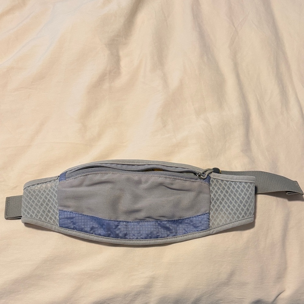 Gray and Blue running Waist belt bag